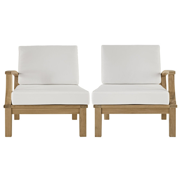 Modway Marina 2-Piece Outdoor Patio Teak Sofa Set - Natural/White EEI-1822