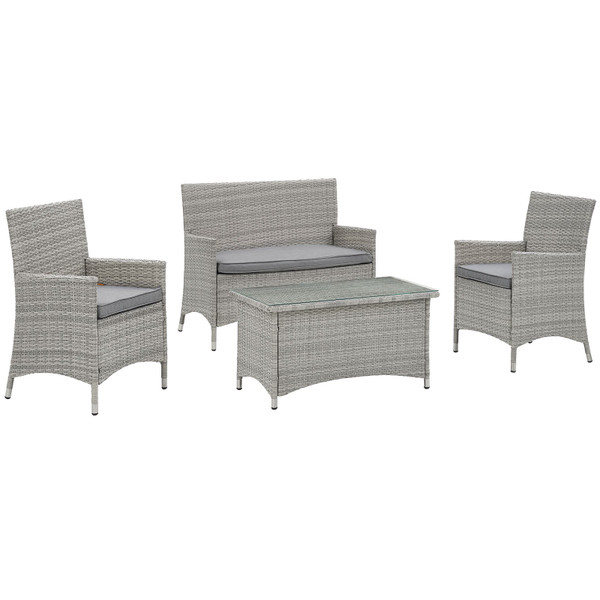 Modway Bridge 4 Piece Outdoor Patio Conversation Set-Gray/Gray EEI-2212