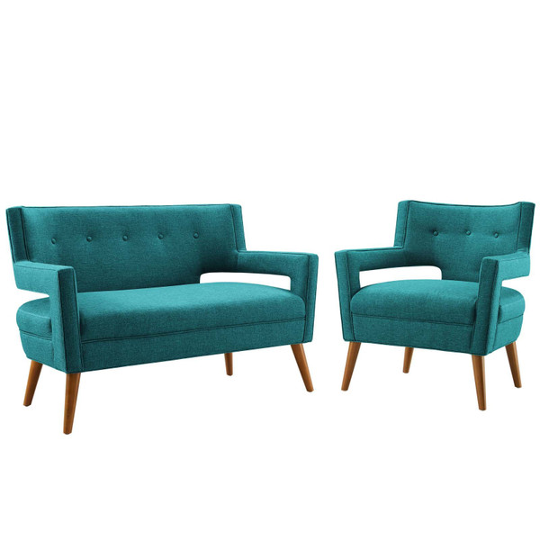 Modway Sheer Upholstered Fabric Loveseat And Armchair Set EEI-4083-TEA-SET