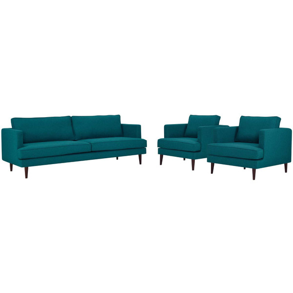 Modway Agile 3 Piece Upholstered Fabric Living Room Set EEI-4081-TEA-SET