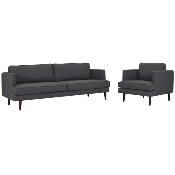 Modway Agile Upholstered Fabric Sofa And Armchair Set EEI-4080-GRY-SET