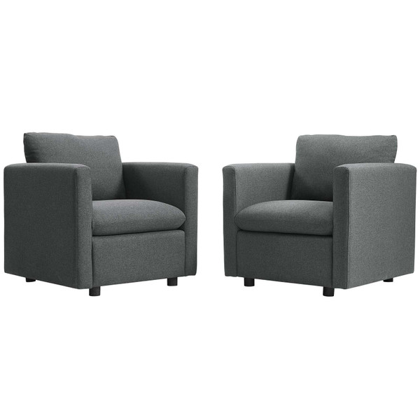 Modway Activate Upholstered Fabric Armchair Set Of 2 EEI-4078-GRY