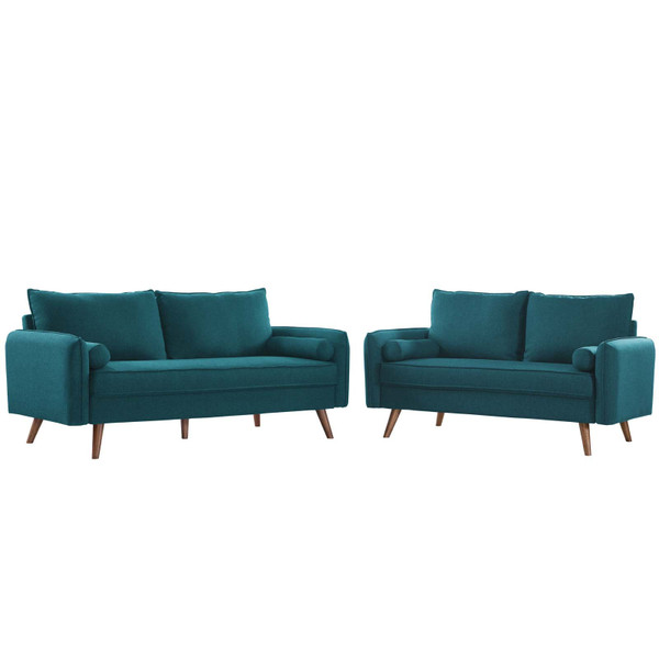 Modway Revive Upholstered Fabric Sofa And Loveseat Set EEI-4047-TEA-SET