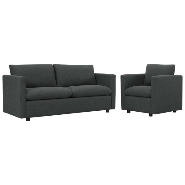 Modway Activate Upholstered Fabric Sofa And Armchair Set EEI-4045-GRY-SET