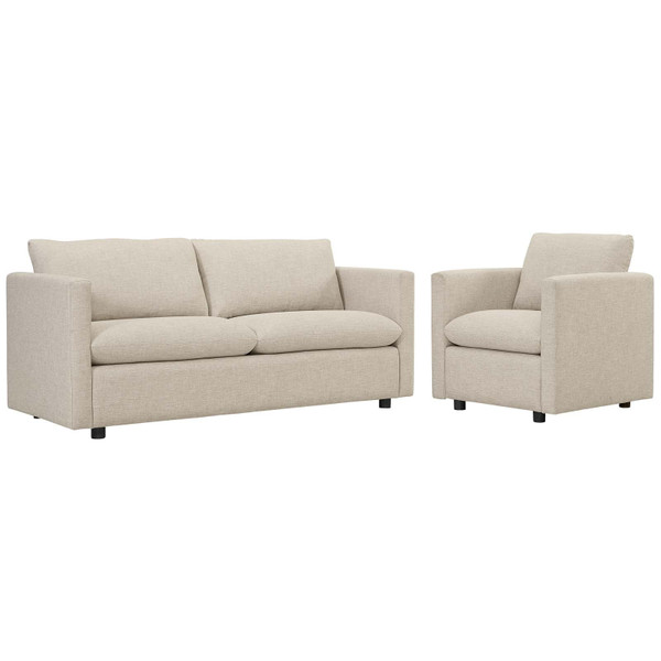 Modway Activate Upholstered Fabric Sofa And Armchair Set EEI-4045-BEI-SET
