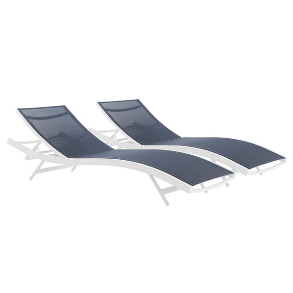 Modway Glimpse Outdoor Patio Mesh Chaise Lounge Set Of 2 EEI-4038-WHI-NAV