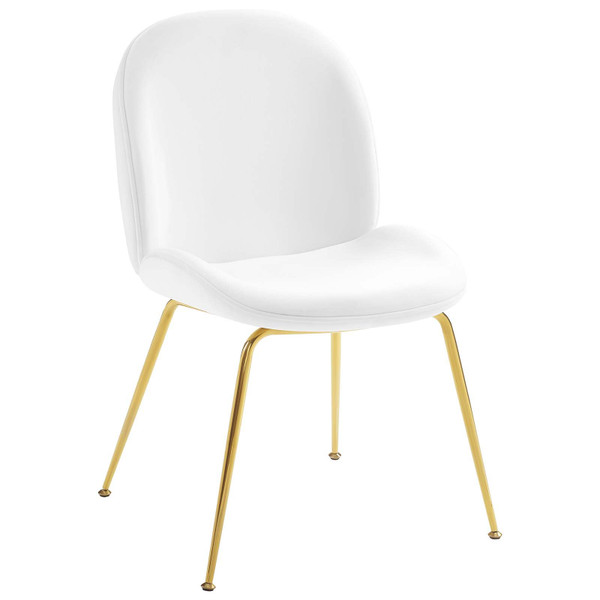 Modway Scoop Gold Stainless Steel Leg Performance Velvet Dining Chair EEI-3548-WHI