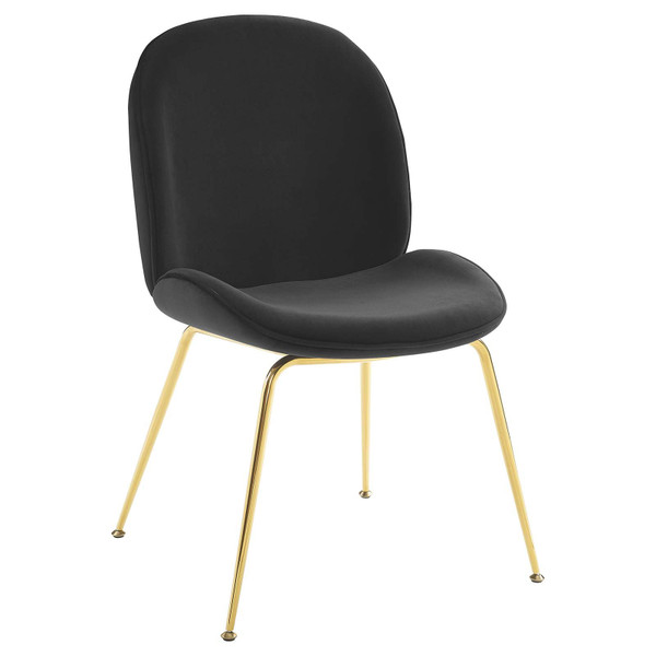 Modway Scoop Gold Stainless Steel Leg Performance Velvet Dining Chair EEI-3548-BLK
