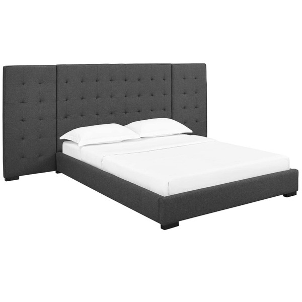 Modway Sierra Queen Upholstered Fabric Platform Bed MOD 5818 GRY
