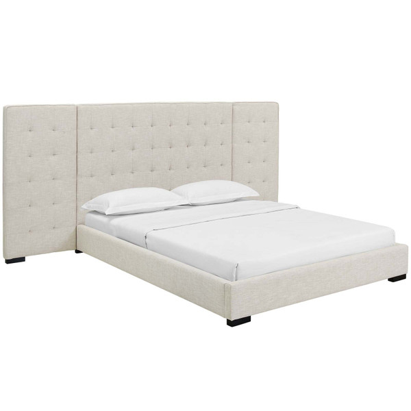 Modway Sierra Queen Upholstered Fabric Platform Bed MOD 5818 BEI
