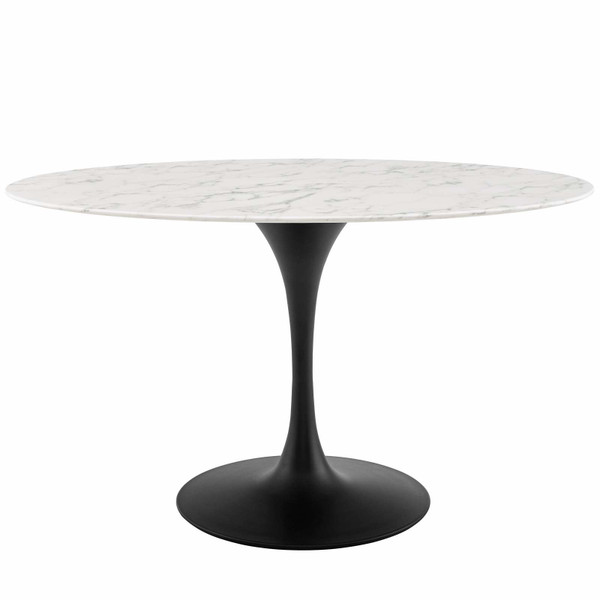 Modway Lippa 54 Oval Artificial Marble Dining Table EEI 3530 BLK WHI