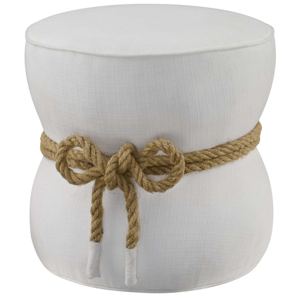 Modway Beat Nautical Rope Upholstered Fabric Ottoman EEI 3483 WHI