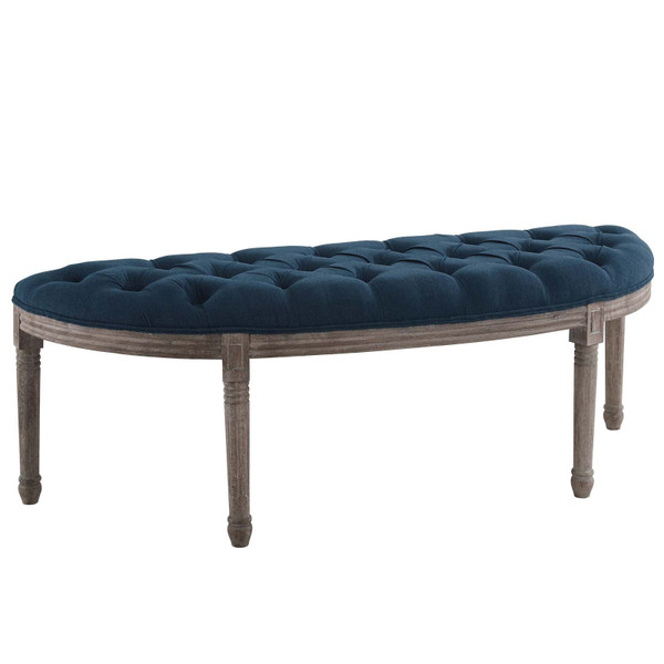 Modway Esteem Vintage French Upholstered Fabric Semi Circle Bench EEI 3369 NAV