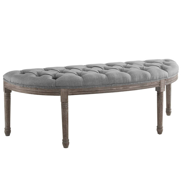 Modway Esteem Vintage French Upholstered Fabric Semi Circle Bench EEI 3369 LGR
