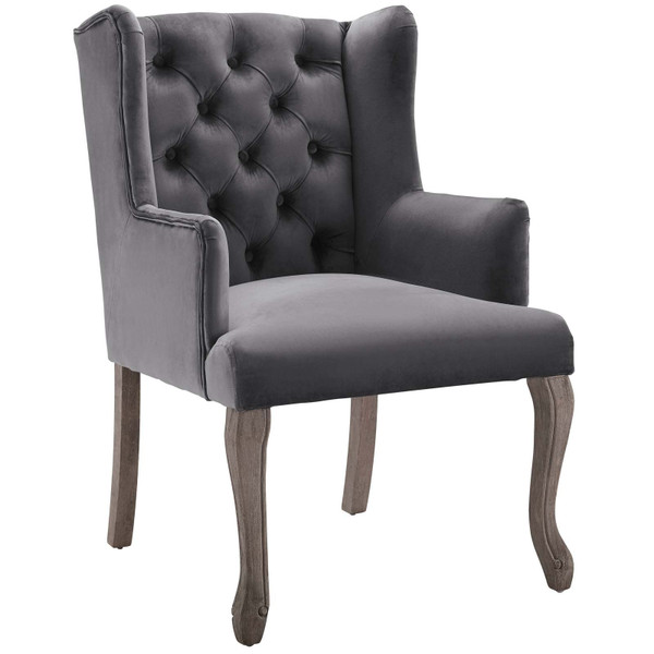 Modway Realm French Vintage Dining Performance Velvet Armchair EEI 3366 GRY