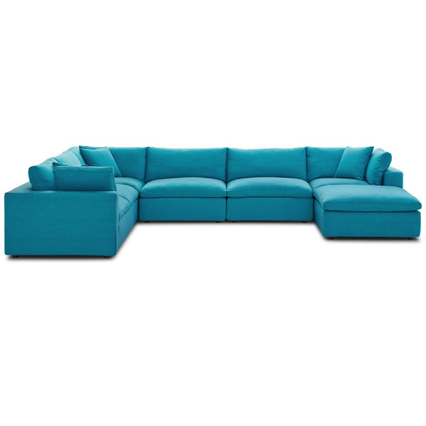 Modway Commix Down Filled Overstuffed 7 Piece Sectional Sofa Set EEI 3364 TEA