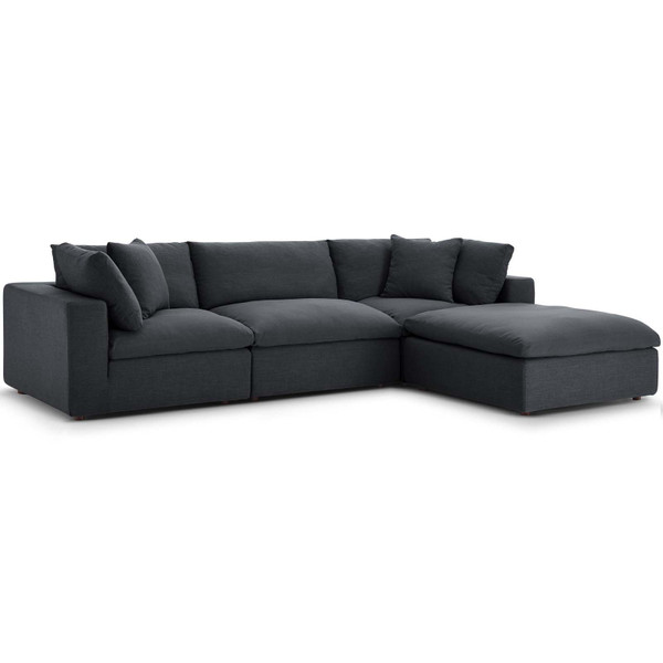 Modway Commix Down Filled Overstuffed 4 Piece Sectional Sofa Set EEI 3356 GRY