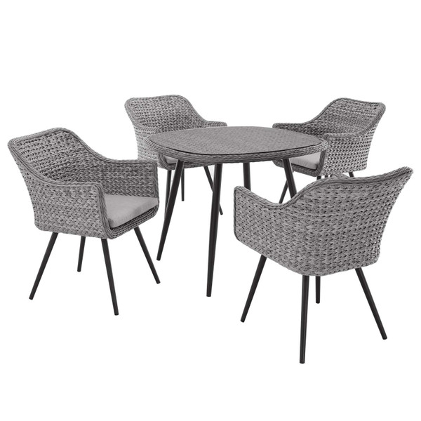 Modway Endeavor 5 Piece Outdoor Patio Wicker Rattan Dining Set EEI 3320 GRY GRY SET