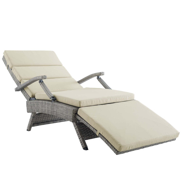 Modway Envisage Chaise Outdoor Patio Wicker Rattan Lounge Chair EEI 2301 LGR BEI