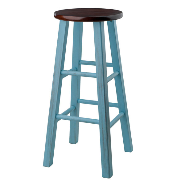 Winsome Ivy 29" Bar Stool - Walnut/Light Blue 65230