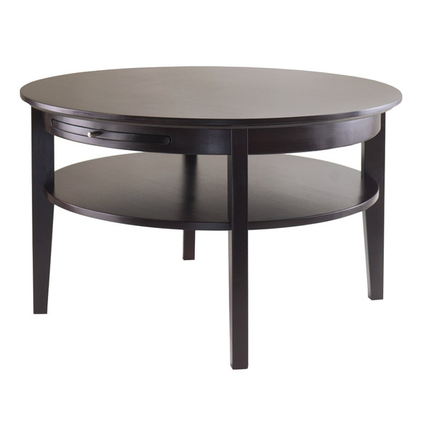 Winsome Amelia Round Coffee Table With Pull Out Tray - Dark Espresso 92232