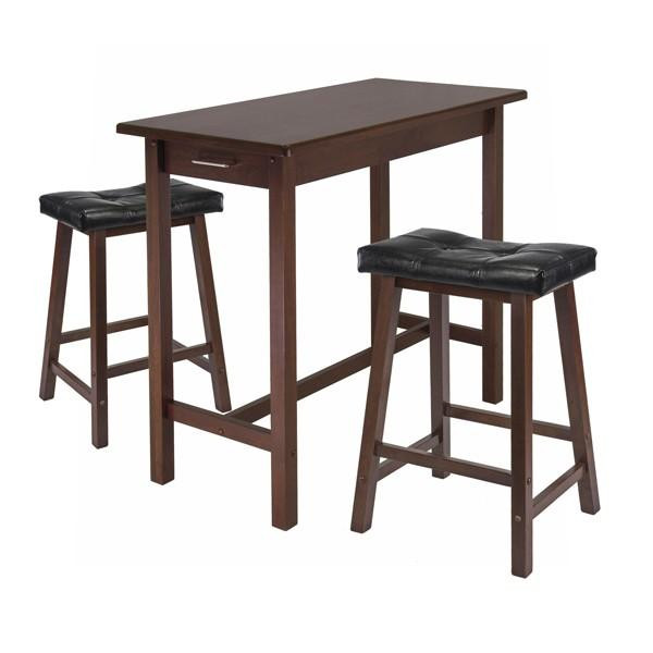 Winsome Sally 3-Piece Breakfast Table Set W/ 2 Cushion Saddle Seat Stools 94304