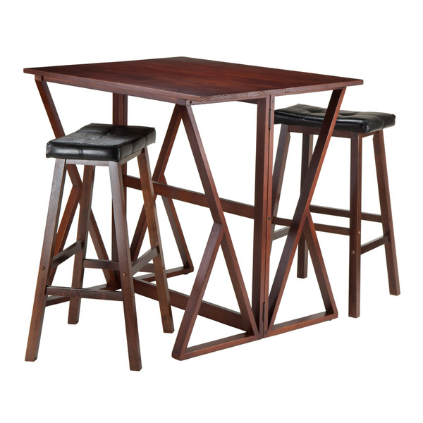 Winsome Harrington 3-Piece Drop Leaf High Table, 2 Stools 94361