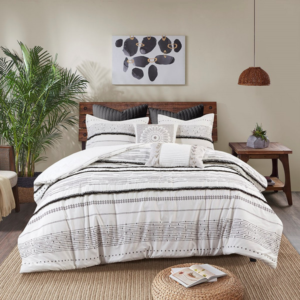 Nea Cotton Printed Comforter Set With Trims - Full/Queen By Ink+Ivy II10-1130