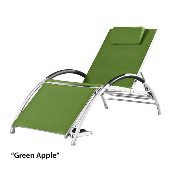 Dockside Sun Lounger - Aluminum (White Frame, Green Apple Sling) DKDSUN-GA By Vivere