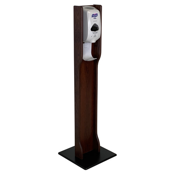 Oak Hand Sanitizer Dispenser Stand, Elegant Design, Mahogany HSS2MH By Wooden Mallet