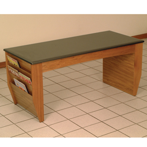 Coffee Table With Magazine Pockets, Black Granite-Look Top, Medium Oak DM2-BGMO By Wooden Mallet