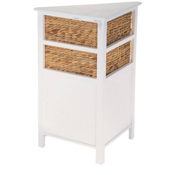 White Wooden Corner Cabinet With 2 Basket Weave Drawers And 2 Door Bottom Storages 383045 By Homeroots