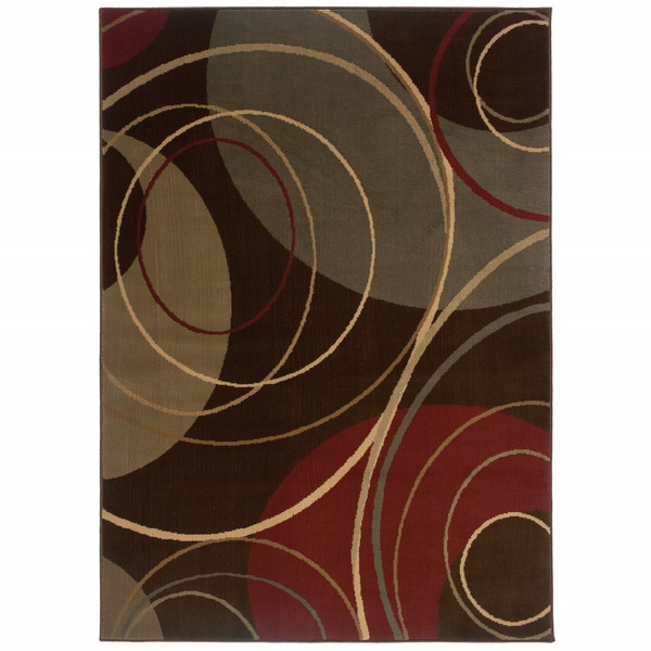 3'X4' Brown And Red Abstract Indoor Jute Area Rug 383630 By Homeroots