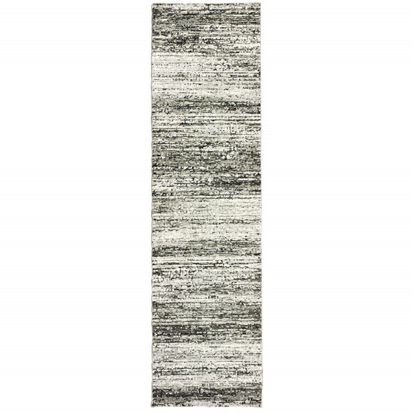 8' Distressed Ash And Charcoal Abstract Indoor Runner Rug 383691 By Homeroots