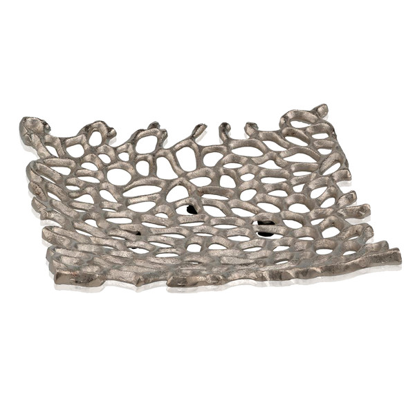 Silver Square Plate In Shiny Nickel Finished For Home Decor Centerpieces 383749 By Homeroots