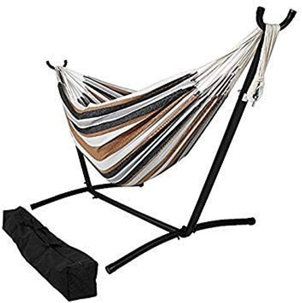 Sahara Stripe Classic 2 Person Hammock With Stand 383787 By Homeroots