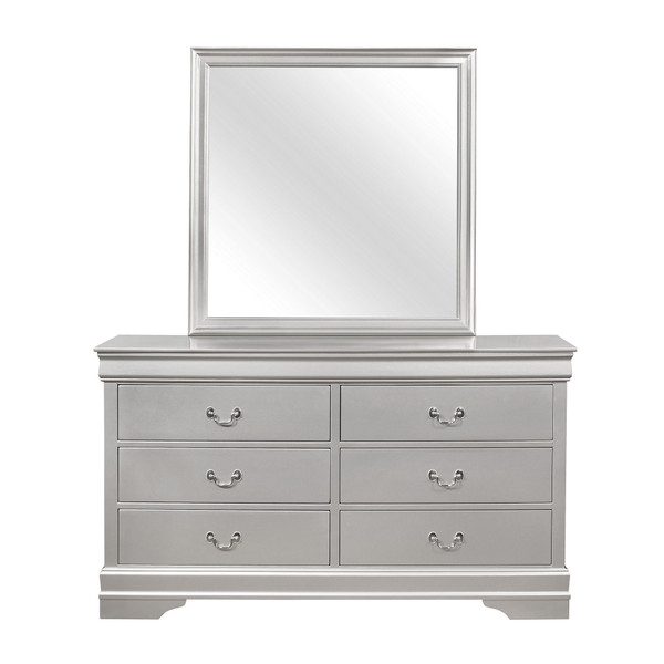 Modern Silver Toned Dresser With 6 Drawer 383973 By Homeroots