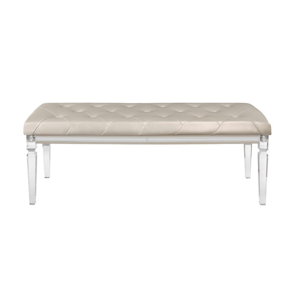 Champagne Toned Bench With Tapered Acrylic Legs 384033 By Homeroots