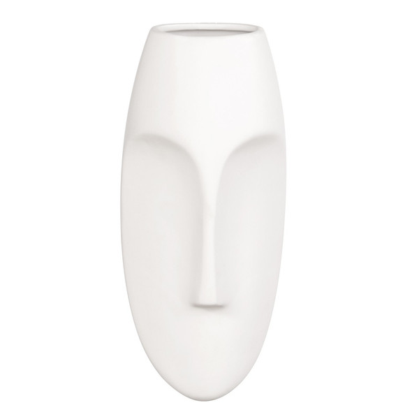 Matte White Ceramic Finish Face Wall Sculpture 384164 By Homeroots