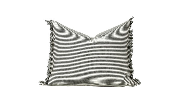(Set Of 2) Olive And Ivory Horizontal Stripe Lumbar Accent Pillows 384414 By Homeroots