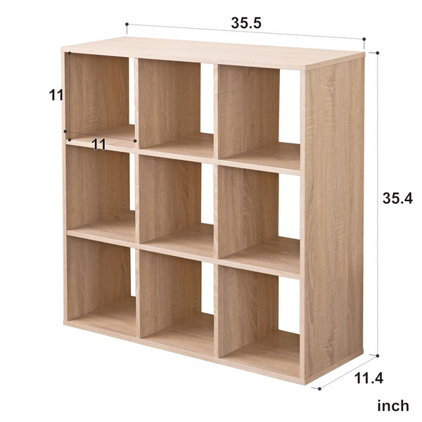 Natural Nine Grid Open Cube Storage Shelf 384471 By Homeroots