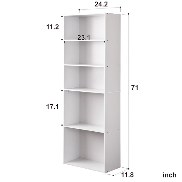 Classic White 5 Shelve Storage Bookcase 384472 By Homeroots