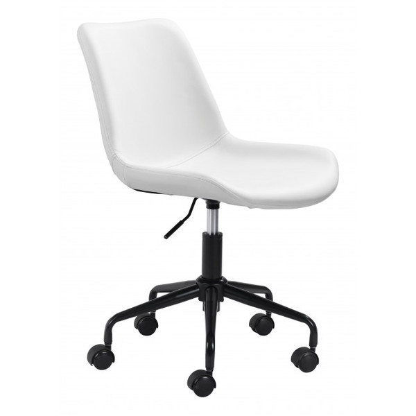 Modern White Faux Leather Rolling Office Chair 385445 By Homeroots