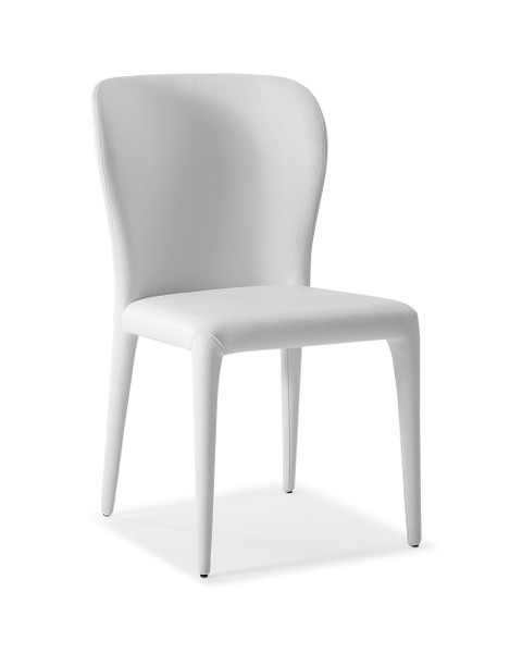 Set Of 2 Dining Chair White Faux Leather Seat Back And Legs Covered. 320748 By Homeroots