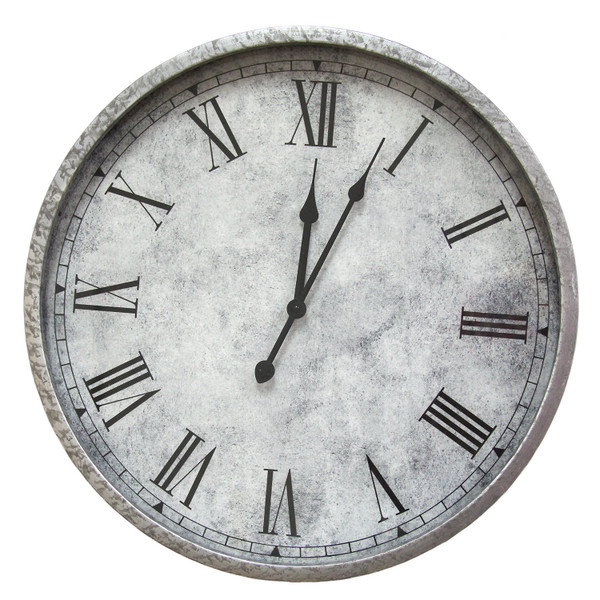 18" X 2.5" X 18" Silver Wall Clock Finished In Salvaged Metal 321133 By Homeroots