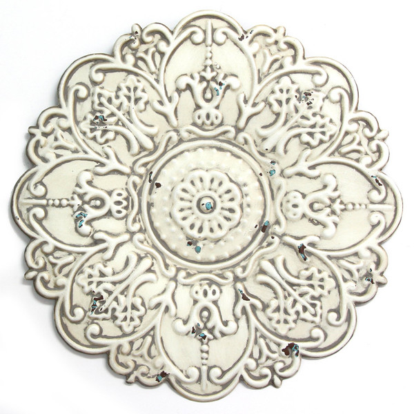 13" X 0.5" X 13" Small White Medallion Wall Decor 321237 By Homeroots