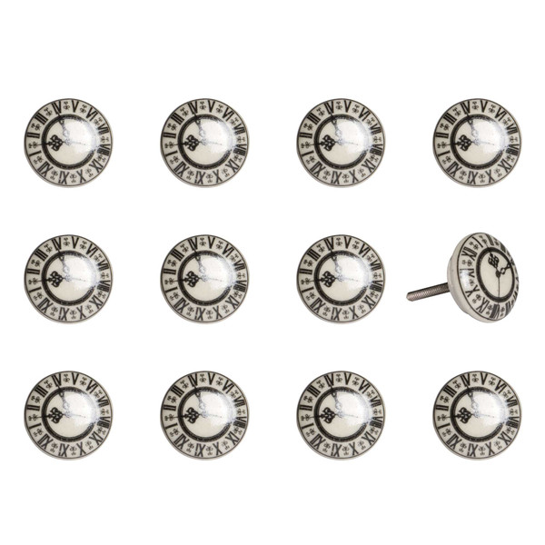 1.5" X 1.5" X 1.5" Cream, Black And Gray - Knobs 12-Pack 321676 By Homeroots
