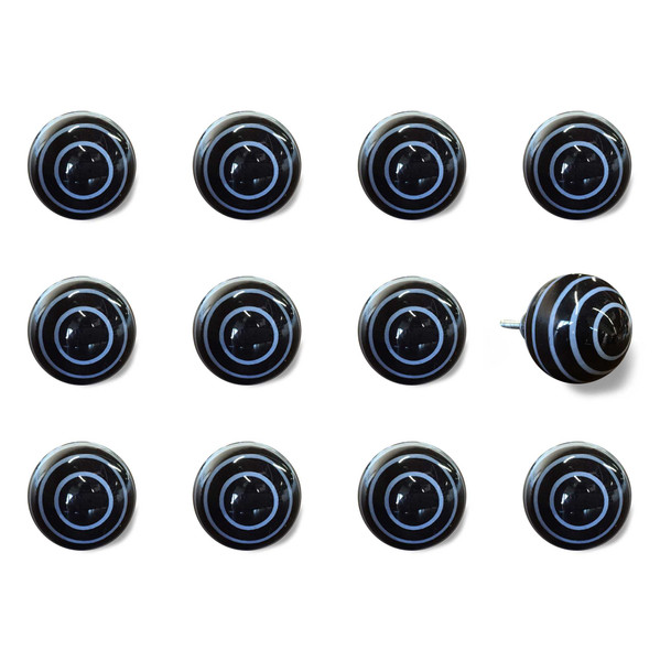 1.5" X 1.5" X 1.5" Black And Light Blue- Knobs 12-Pack 321683 By Homeroots