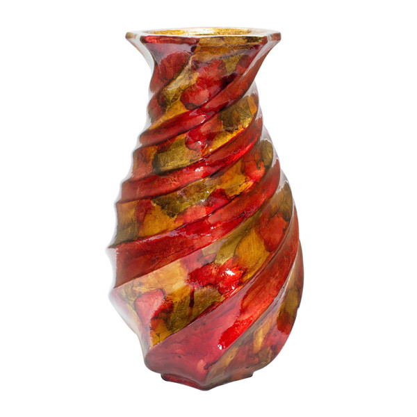 14" Copper, Red, And Gold Ceramic Table Vase 328605 By Homeroots