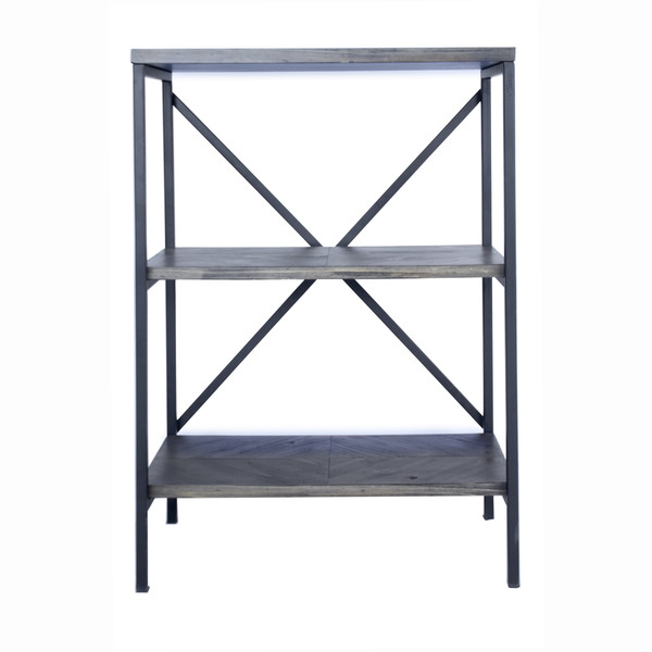 30.25" Grey Metal, Wood, And Mdf Bookcase With 3 Shelves 328665 By Homeroots